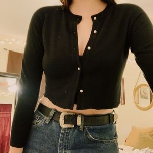 Cropped pearl-button Cardigan